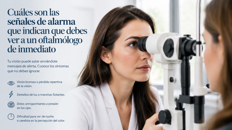 Persona reconociendo señales de alarma oftalmólogo al sentir molestia ocular repentina